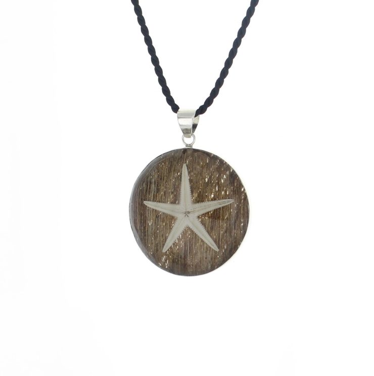 A photo of the Starfish over White and Tan Shell Pendant product