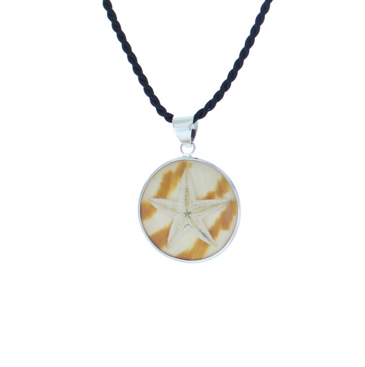 A photo of the Starfish over White and Tan Shell Pendant product