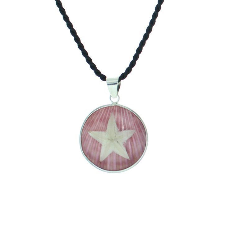 A photo of the Starfish over White and Tan Shell Pendant product