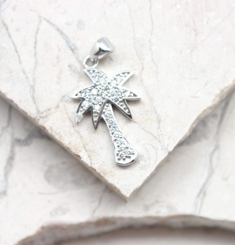 A photo of the Pave Sterling Silver Palm Tree Pendant product
