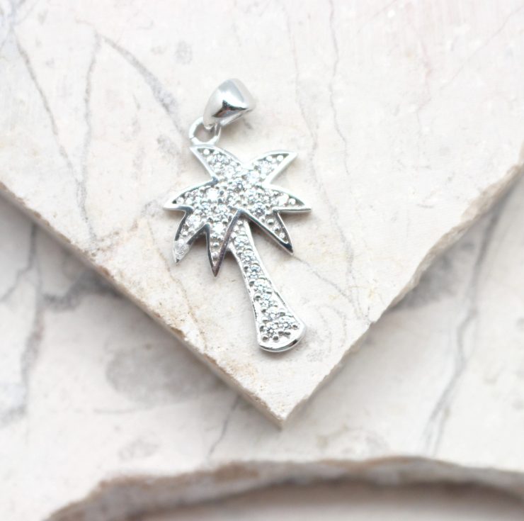 A photo of the Pave Sterling Silver Palm Tree Pendant product