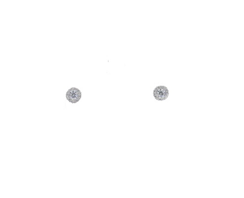A photo of the Sterling Silver Halo Cubic Zirconia Earrings product