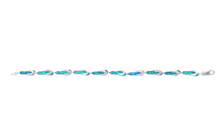 A photo of the Sterling Silver Opal Sandal Bracelet product