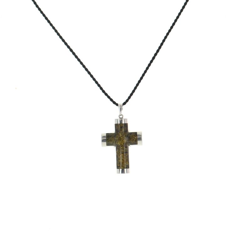A photo of the 925 Sterling Silver Amber Cross Pendant product