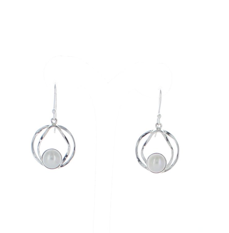 A photo of the Sterling Silver Mother of Pearl Earrings product