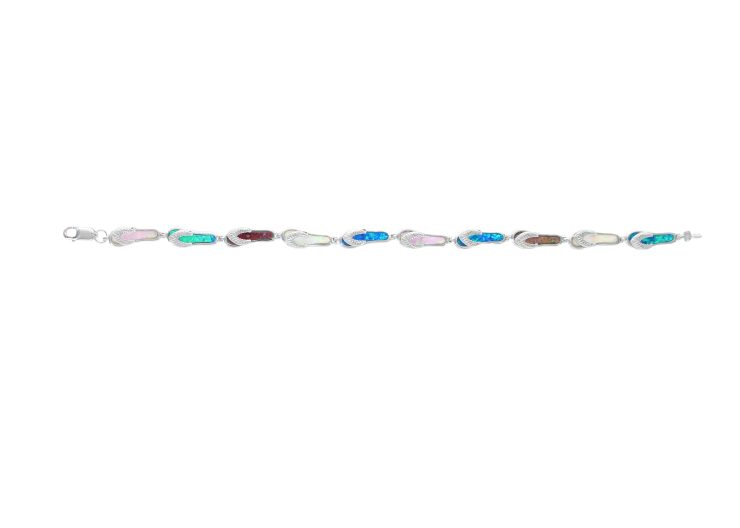 A photo of the Sterling Silver Opal Sandal Bracelet product