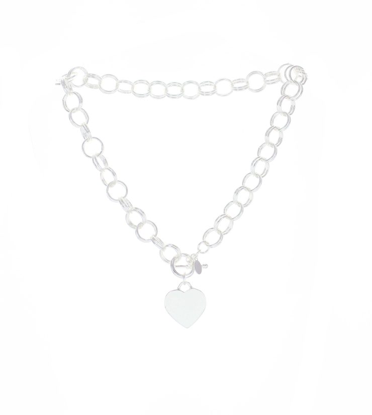 A photo of the Silver Toggle Bar Heart Necklace product