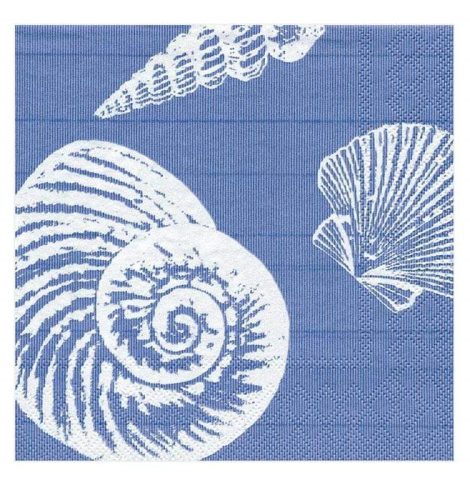A photo of the Shells Cocktail Napkins In Ocean Blue product