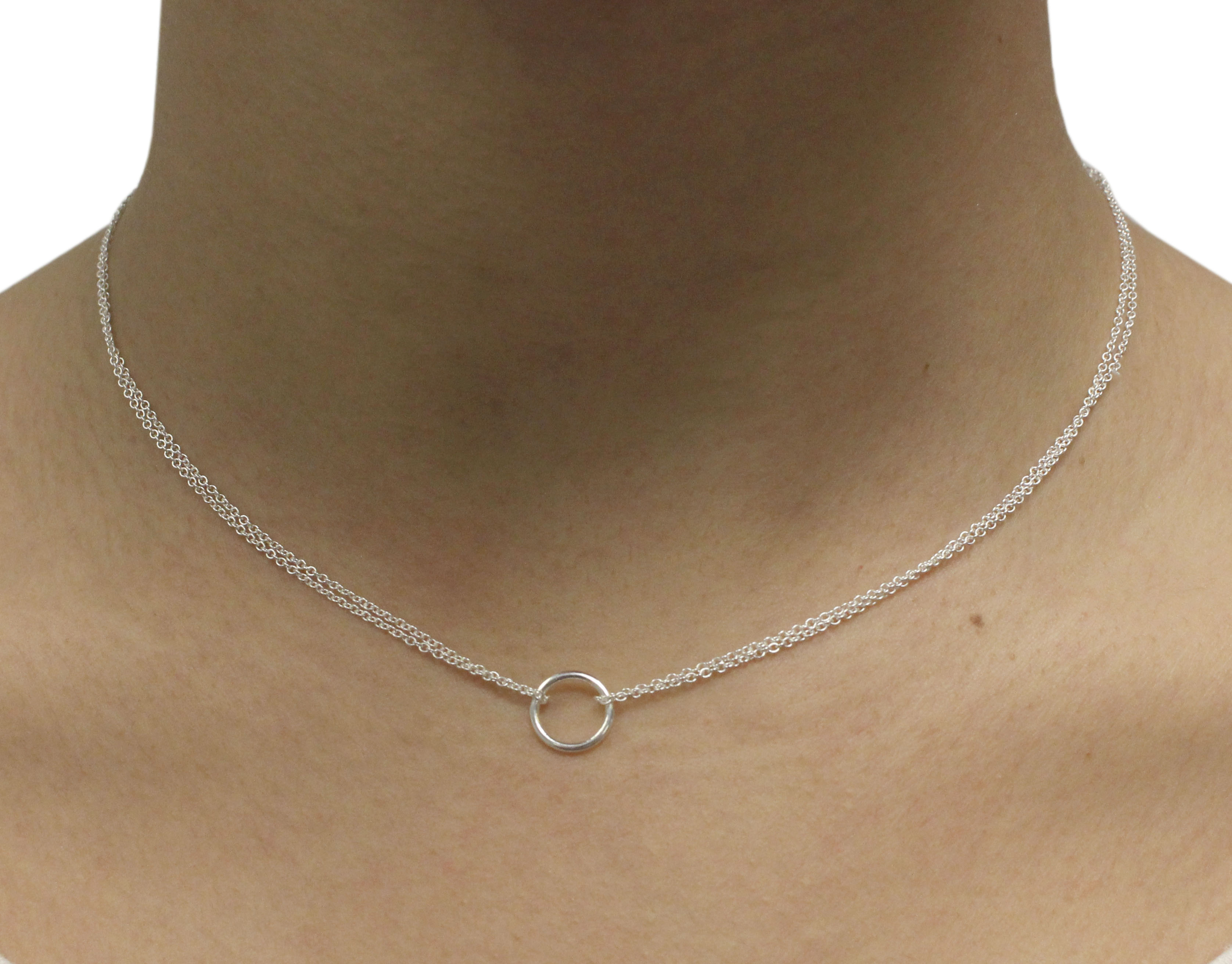 Sterling Silver Double Chain Circle Necklace Best of Everything
