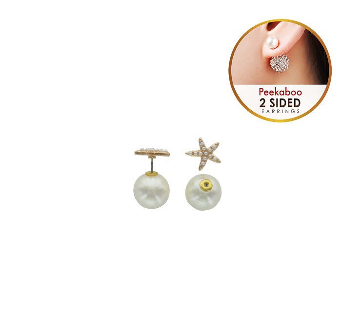 A photo of the Starfish Pearl Peekaboo Earrings product
