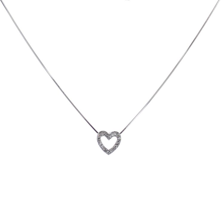 A photo of the Rhinestone Heart Necklace product