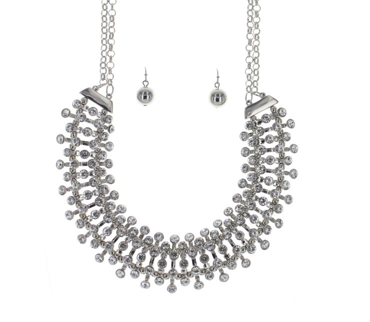 A photo of the Silver Crystal Fall Necklace product