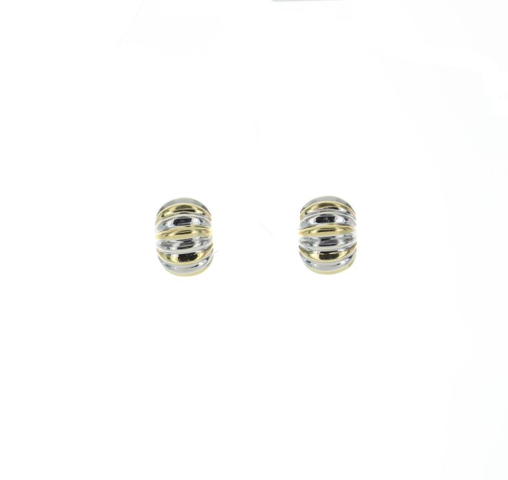 A photo of the Two Tone Caterpillar Clip-On Earrings product