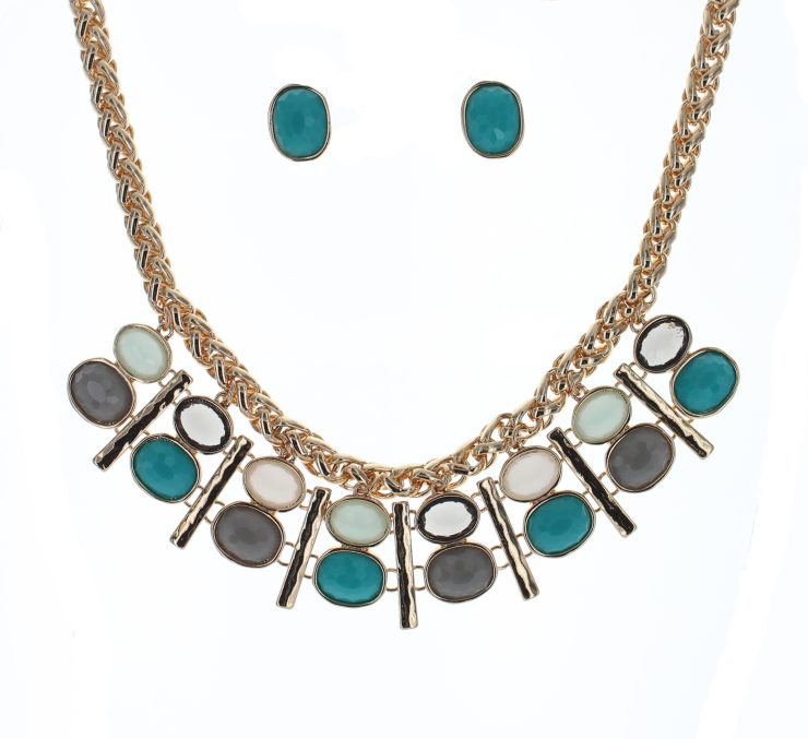 A photo of the Aquamarine Shades Statement Necklace product
