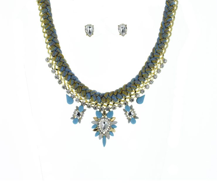 A photo of the Blue Braided Woven Chain Necklace product