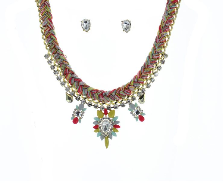A photo of the Multicolor Braided Woven Chain Necklace product