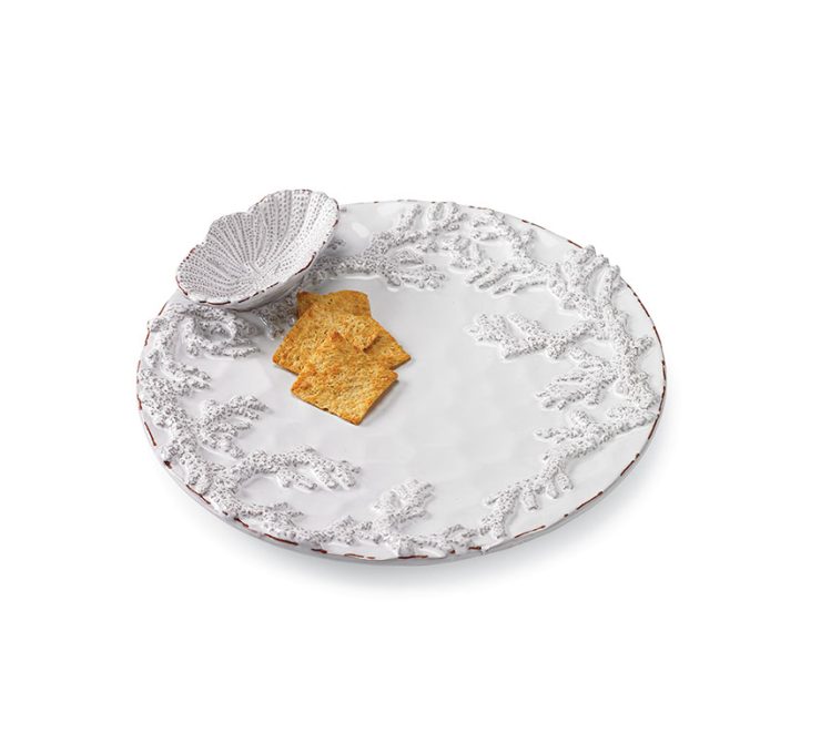 A photo of the Coral Embossed Chip and Dip Platter product