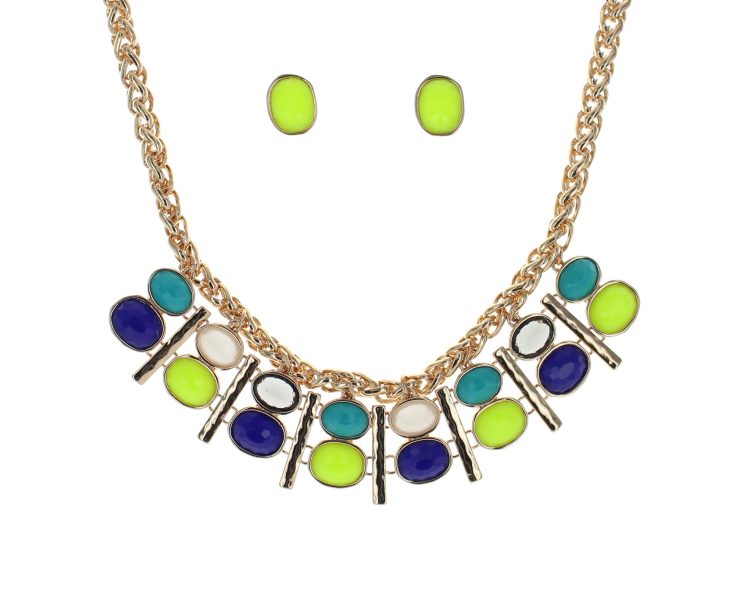 A photo of the Neon & Navy Statement Necklace product