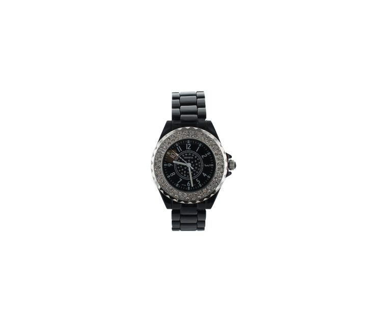 A photo of the Small White Face Black Link Watch product