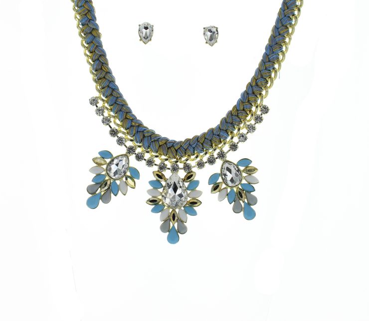 A photo of the Blue Woven Chain Statement Necklace product