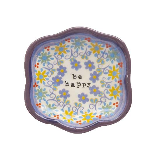 A photo of the "Be Happy" Small Artisan Trinket Dish product