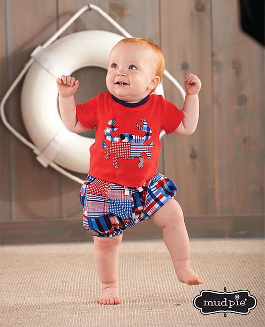 A photo of the Mudpie: Madras Crab Diaper Cover Set product