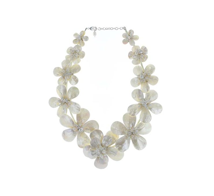 A photo of the Mother of Pearl Flower Crown Necklace product