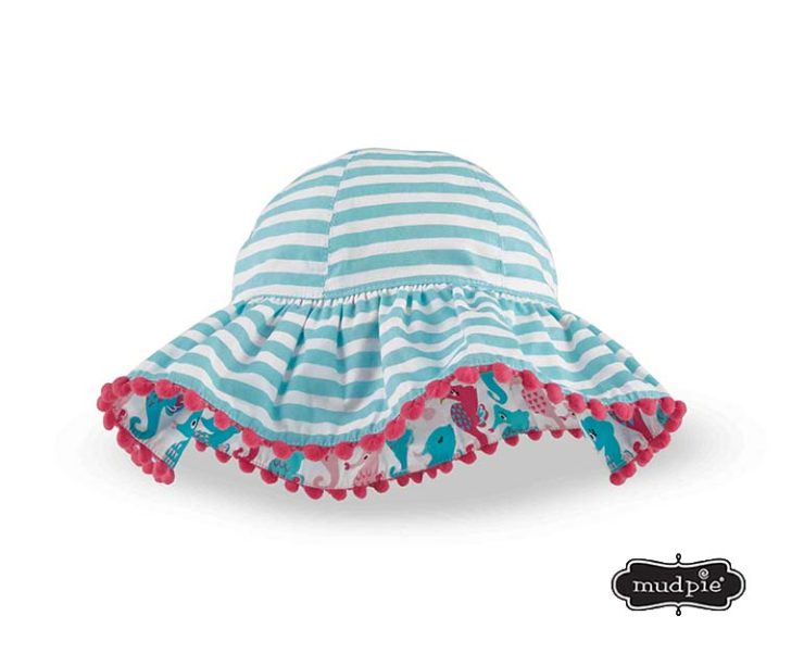 A photo of the Mudpie: Reversible Seahorse Sun Hat product