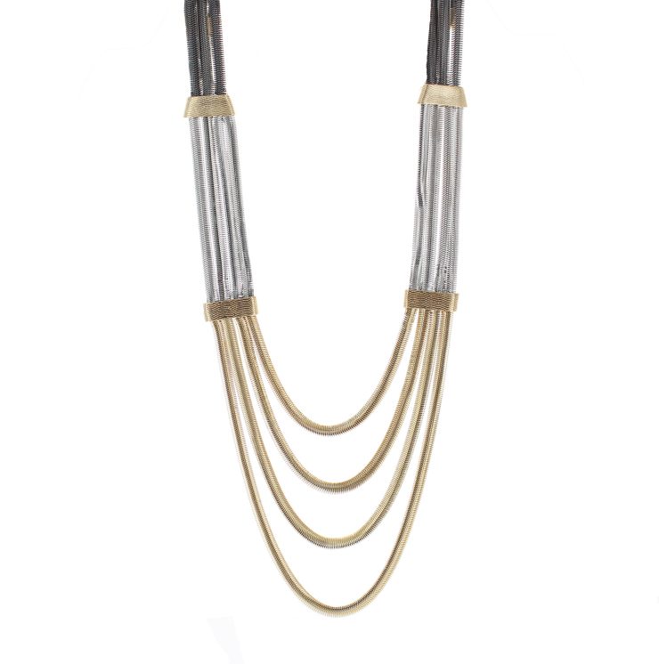 A photo of the Long Multi Strand Mesh Necklace product