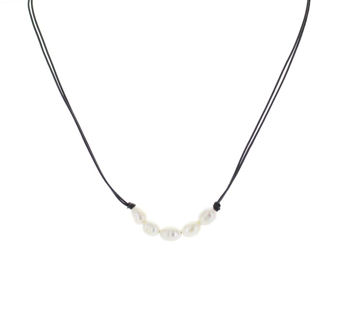 A photo of the Leather Strand Pearl Necklace product