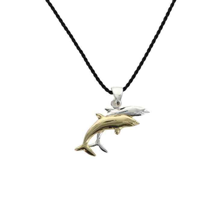 A photo of the Two Tone Double Dolphin Pendant product