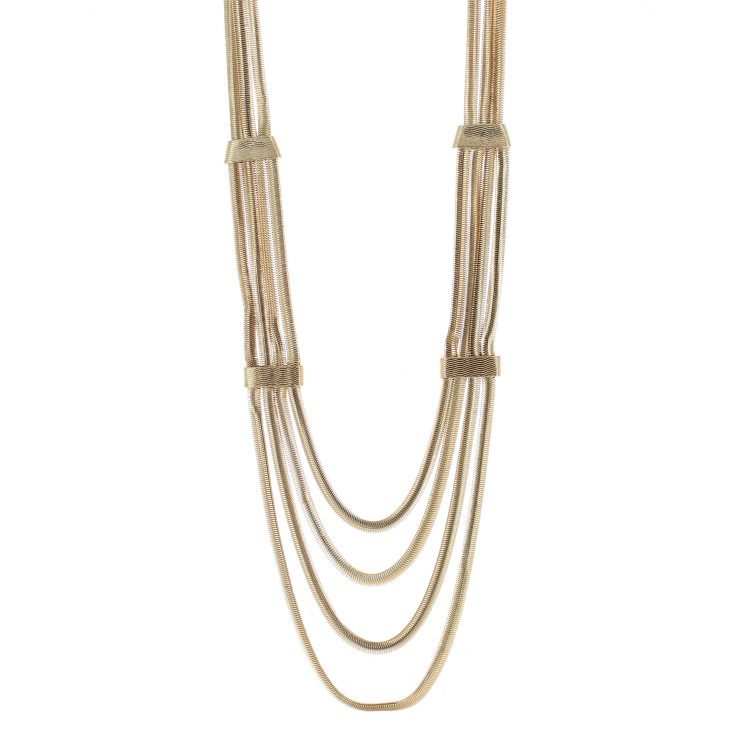 A photo of the Long Multi Strand Mesh Necklace product
