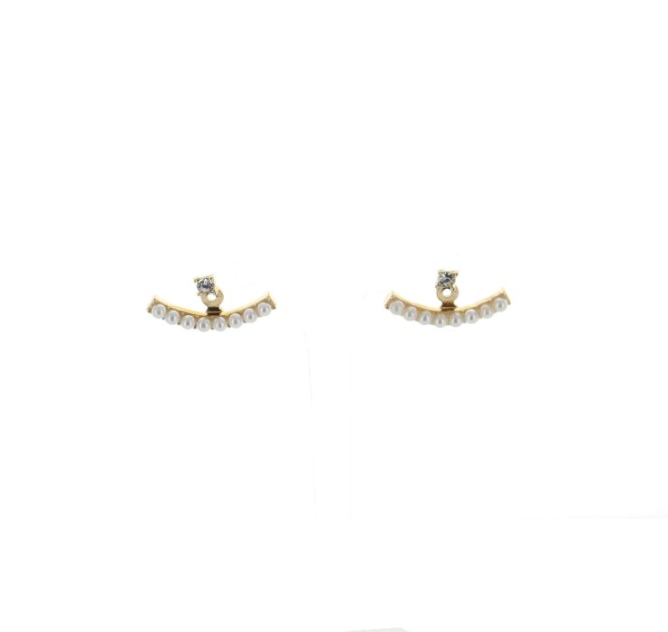 A photo of the Pearl Ear Jacket Peekaboo Earrings product