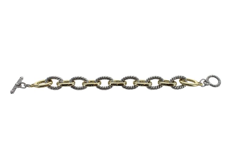 A photo of the Two Tone Small Textured Link Bracelet product