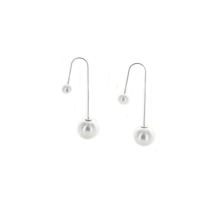 A photo of the Long Pearl Peekaboo Earrings product