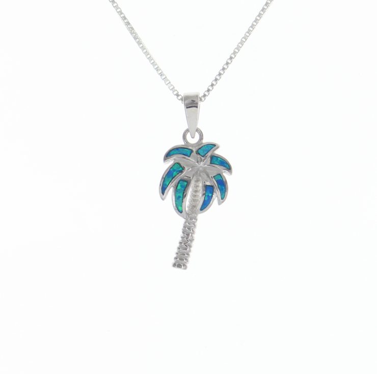 A photo of the Sterlling Silver Opal Palm Tree Pendant product