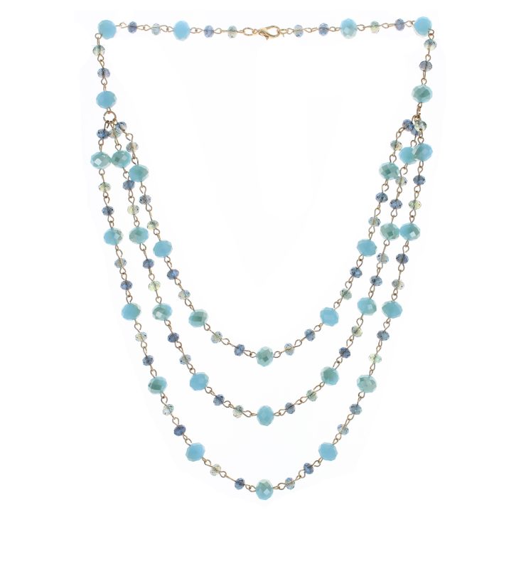 A photo of the Turquoise Beaded Layered Necklace product