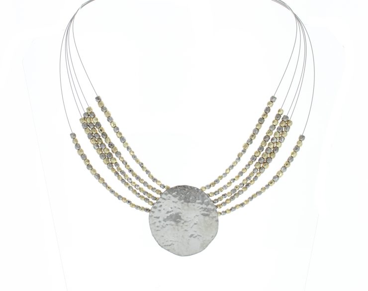 A photo of the Two Tone Beads Coin Necklace product