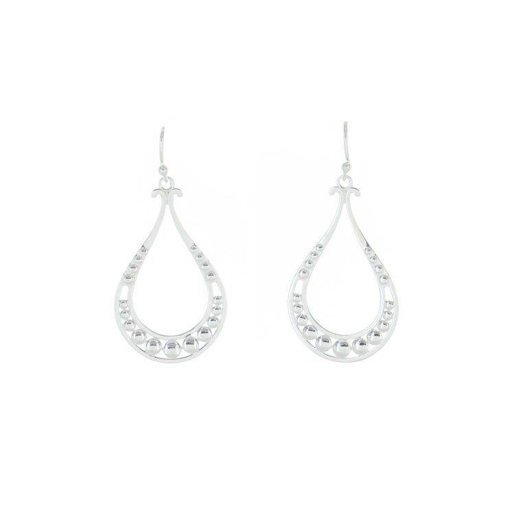 A photo of the 925 sterling Silver Studded Drop Shape Earrings product