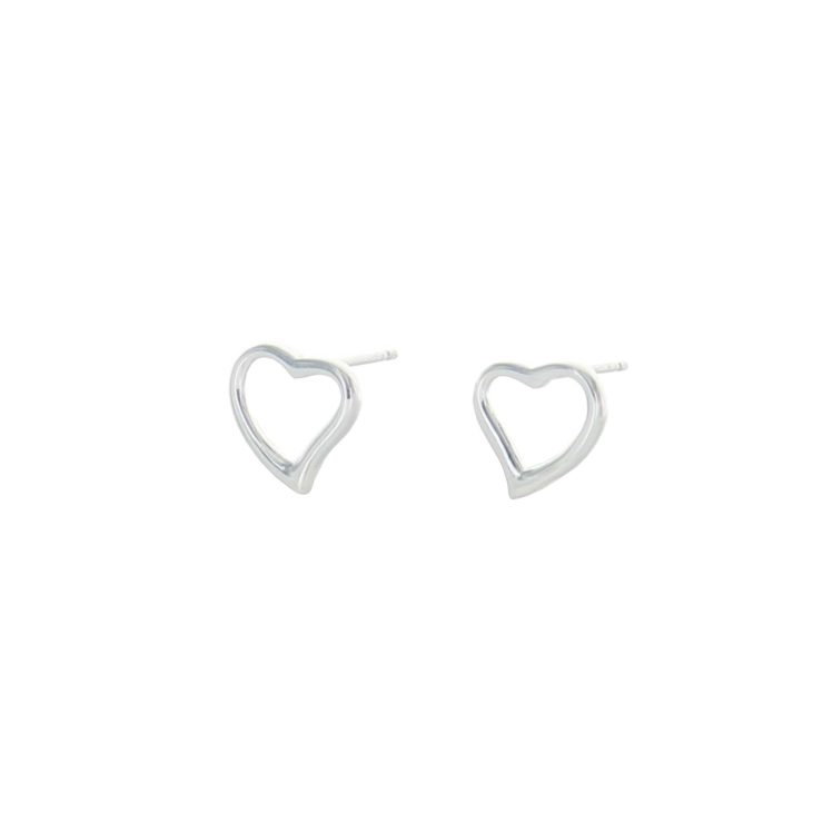 A photo of the 925 Sterling Silver Plain Heart Earrings product