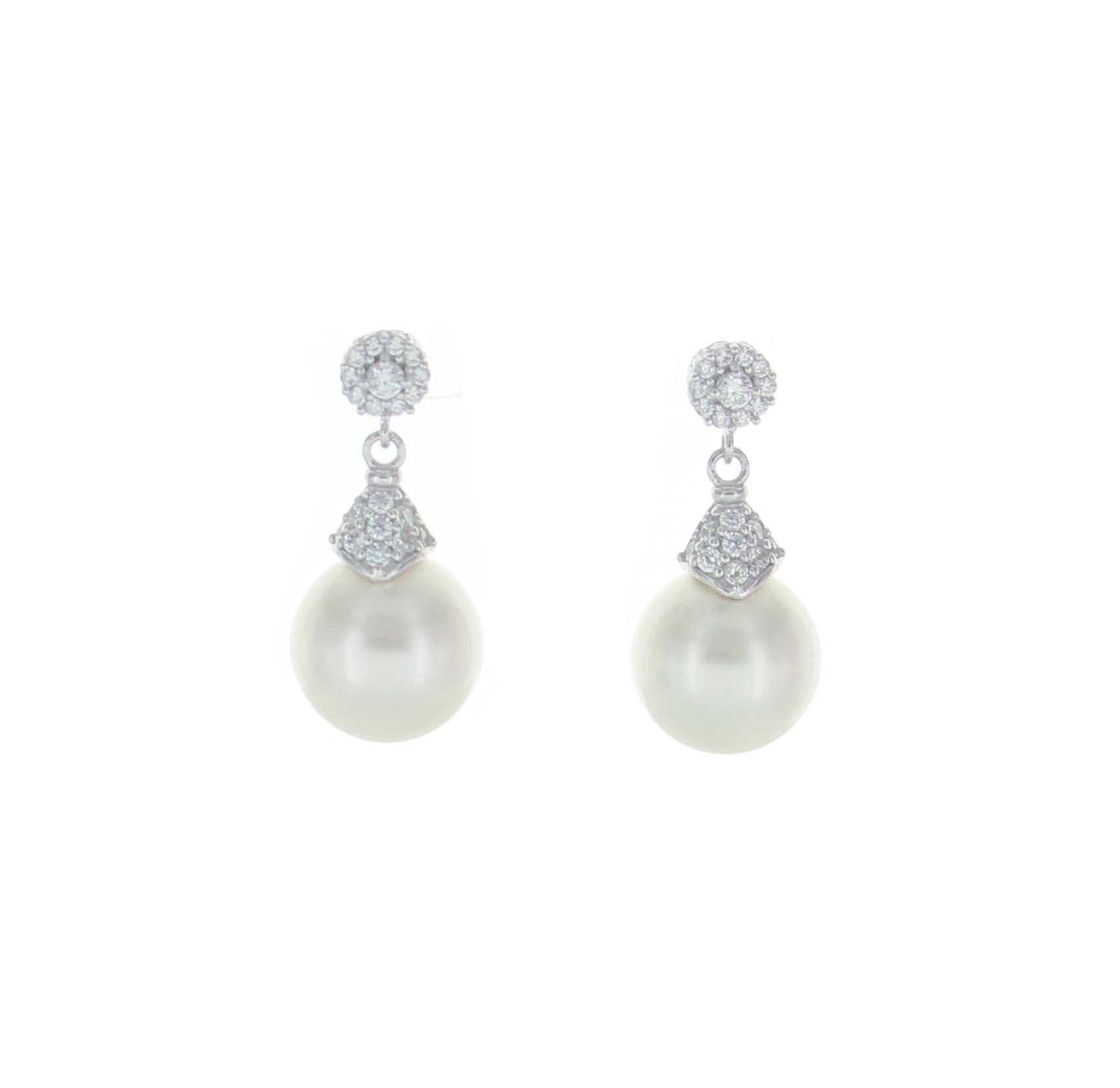 925 Pave Pearl Drop Earrings - Best of Everything | Online Shopping
