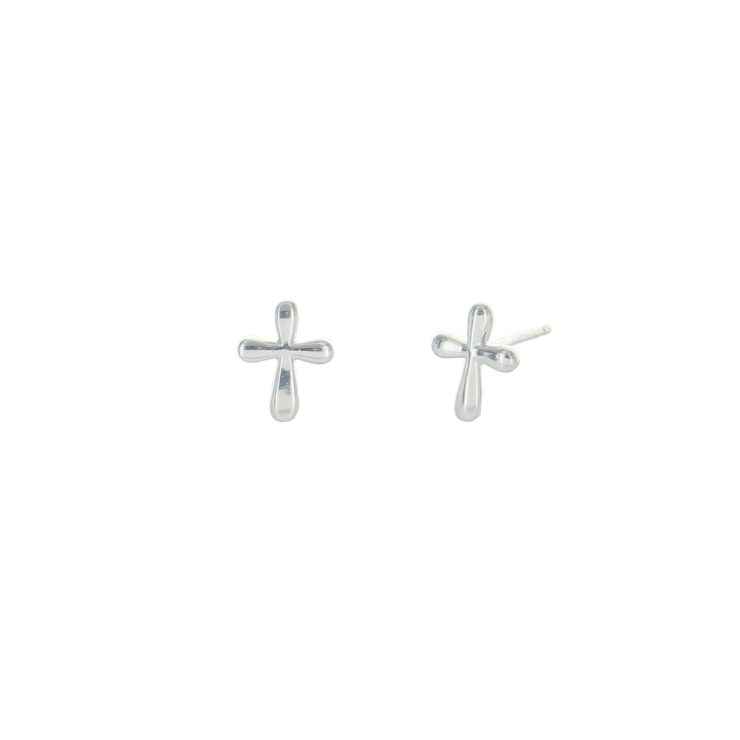 A photo of the Round Cross Sterling Silver Earing product