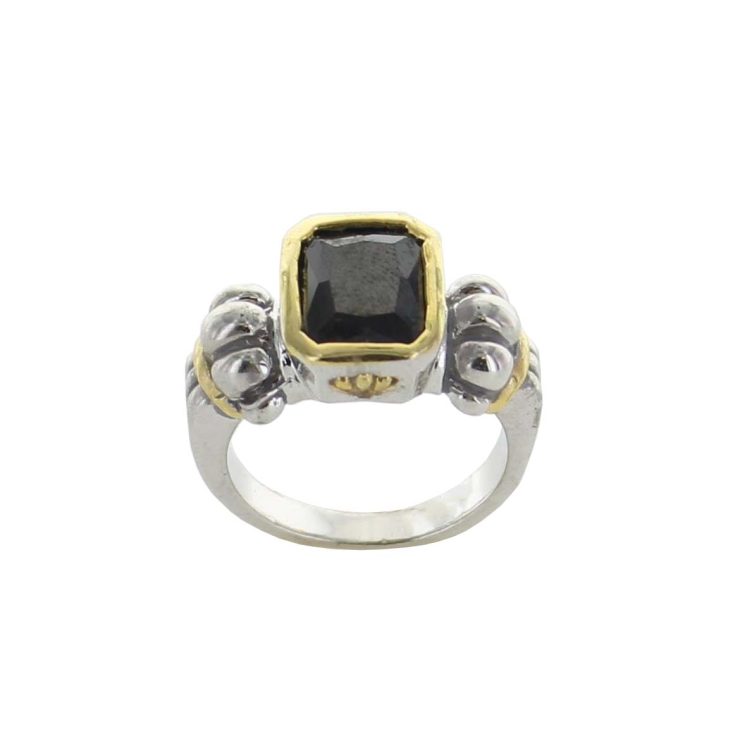 A photo of the Small Square Black Gemstone Ring product