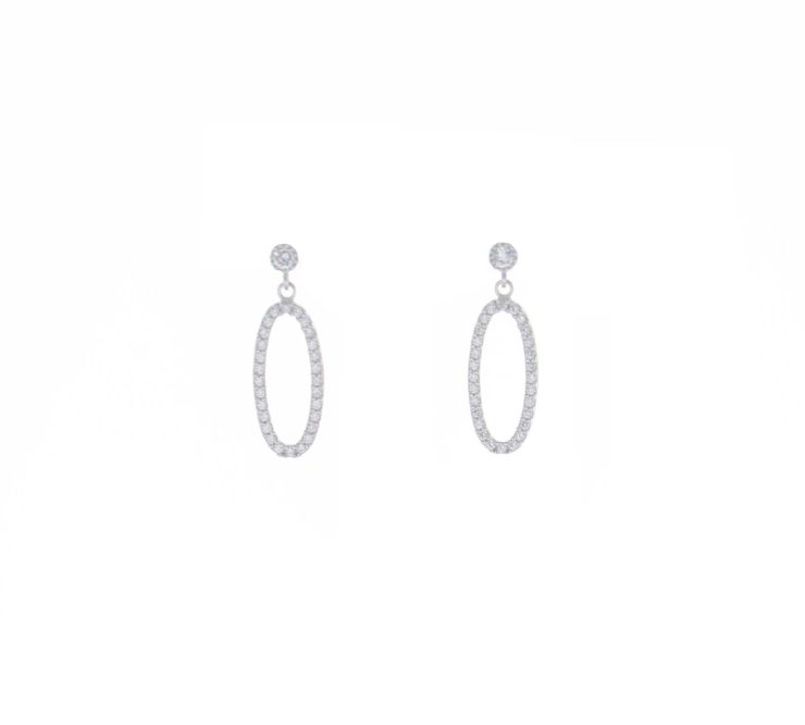 A photo of the 925 Micro Pave Cubic Zirconia Post Dangle Earrings product