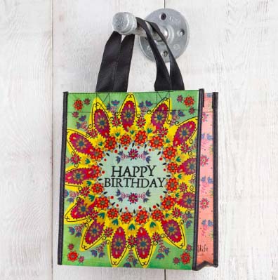 A photo of the "Happy Birthday" Flower Reusable Gift Bag product