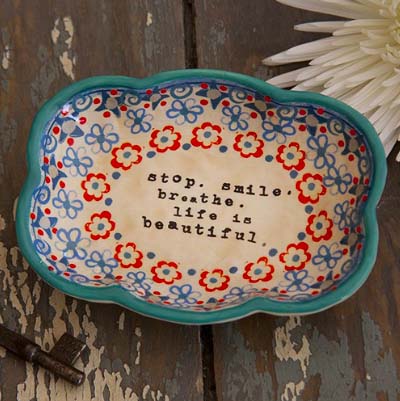 A photo of the Life is Beautiful Medium Trinket Dish product