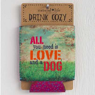 A photo of the Love & a Dog Drink Cozy product