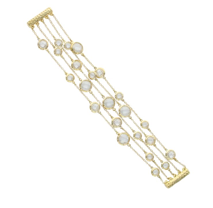 A photo of the Gold Multi Chain Clear Gem Bracelet product