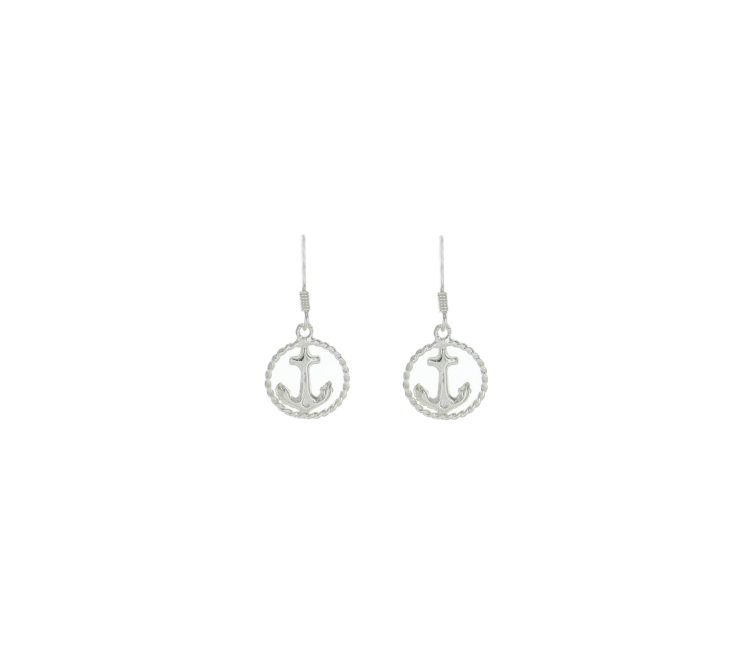 A photo of the Anchor In A Circle Earrings product
