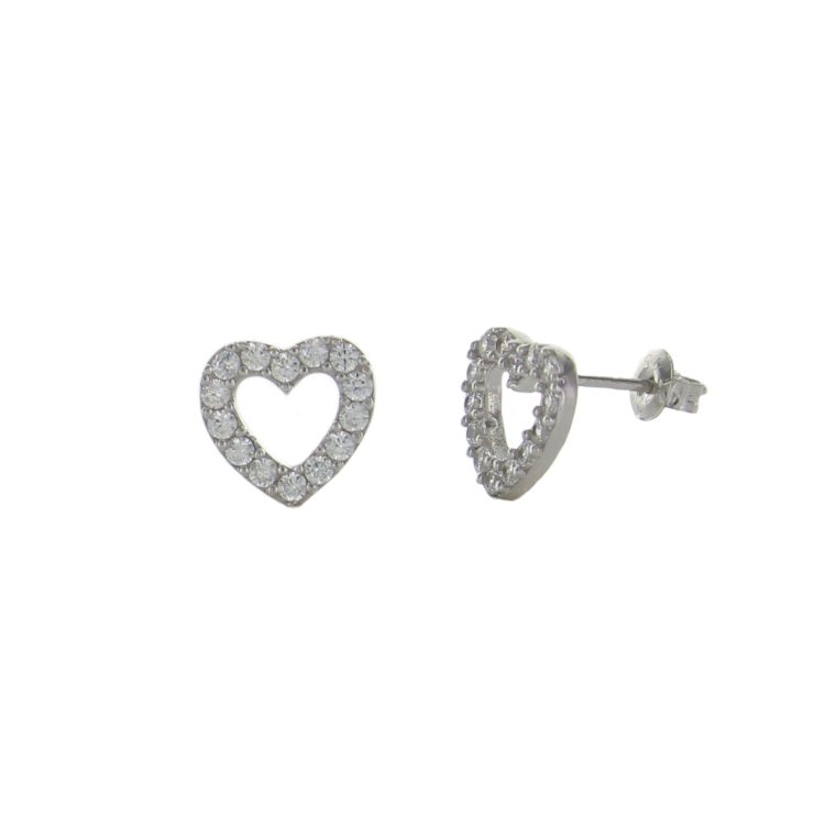A photo of the CZ Silver Heart Earrings product